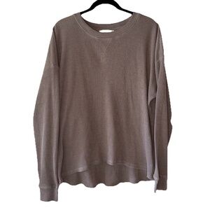 Seven7 Men’s Waffle Knit Thermal Sz Large Gray Lightweight 90s Grunge Crewneck